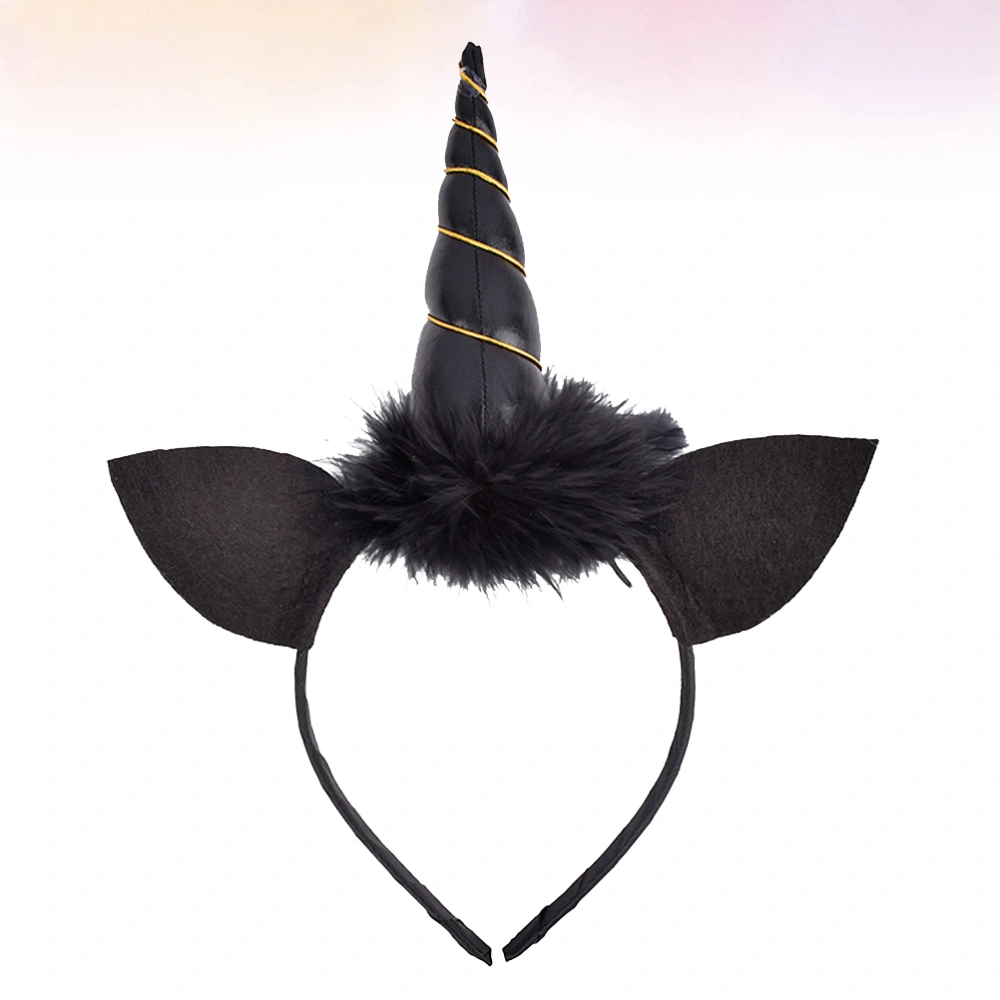 Creative Unicorn Hair Coaplay Hair Decor Funny Kids Party Headdress Performance Hair Accessory (Black)