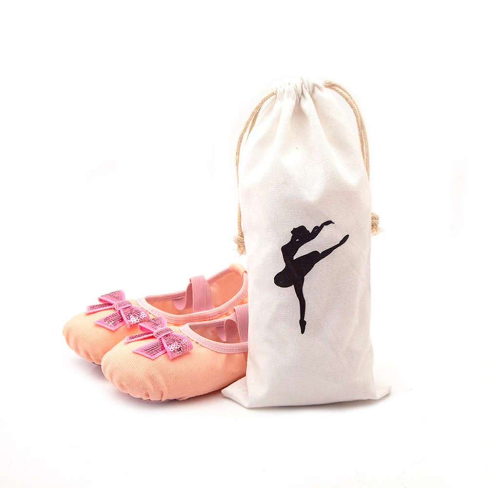 2Pcs Pointe Shoe Bags Ballet Drawstring Bags Canvas Dance Bags Ballet Shoes Storage Bags