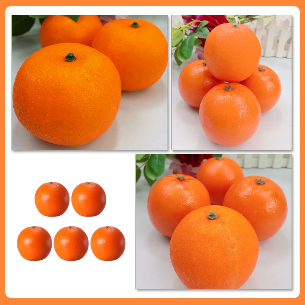 5Pcs Lifelike Orange Models Decorative Artificial Oranges Fake Fruit Ornaments