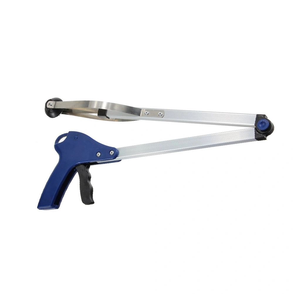 83cm Foldable Garbage Grabber Trash Picker Pick up Gripper Reacher Tool (Blue)
