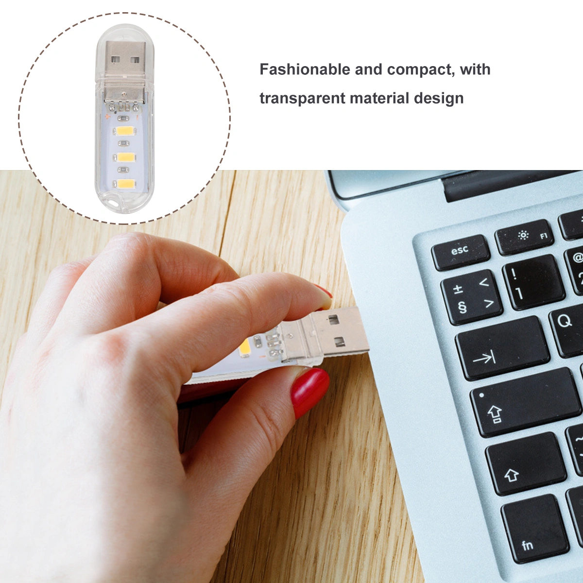 2PCS Mini Portable Bright 3 LED Night Light USB Lamp (Warm White)