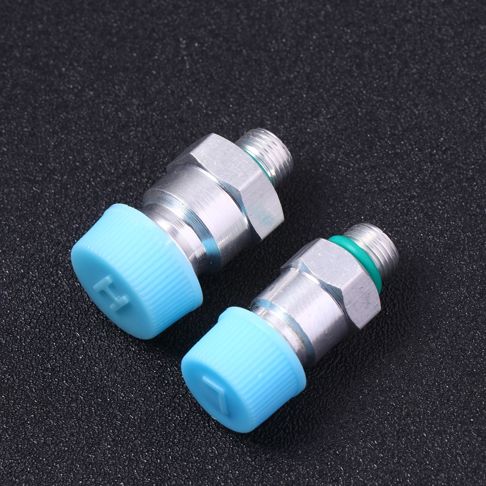 2Pcs Universal R134A Pneumatic Fitting High-Low Pressure Coupler Car Air Conditioning Refrigerant Refill (High Pressure + Low Pressure, With Core + Lid + Rubber Gasket)