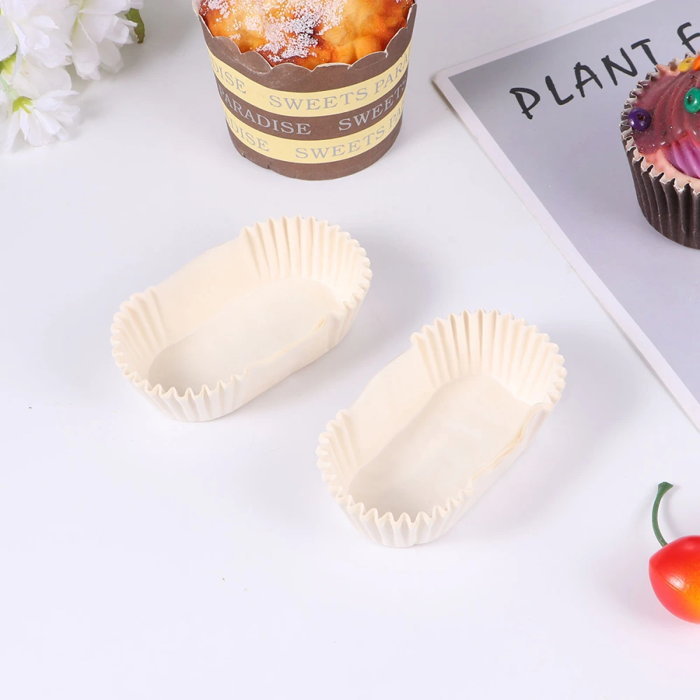 Oval Cake Paper Tray Boat Shape Paper Cups High Temperature Cake Cup Bread Baking Cups Safe Grease Proof Cupcake Liners Perfect Cups for Cake Balls Muffins Cupcakes