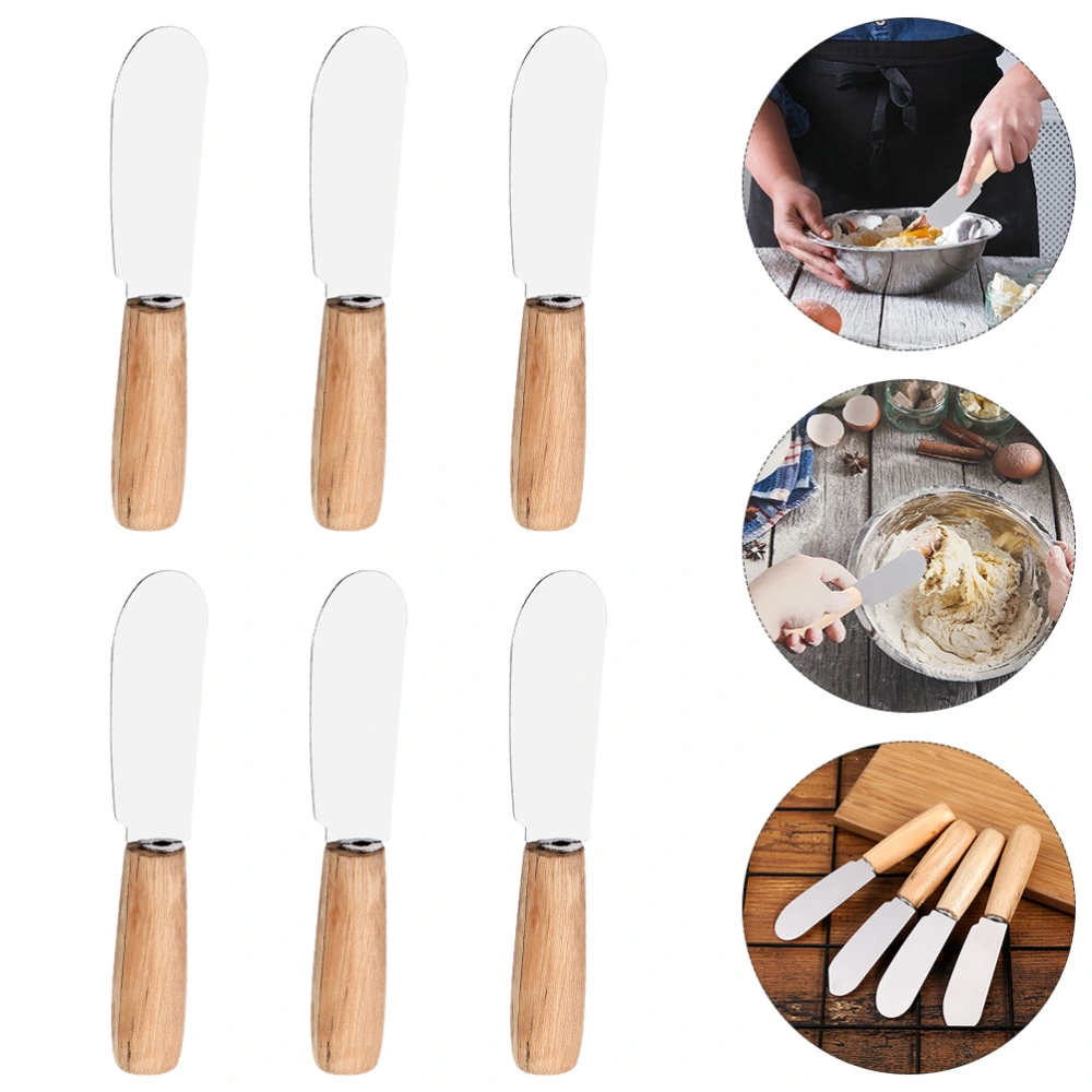 Stainless Steel Cream Scrapers Wooden Handle Butter Spatulas (Assorted Color)