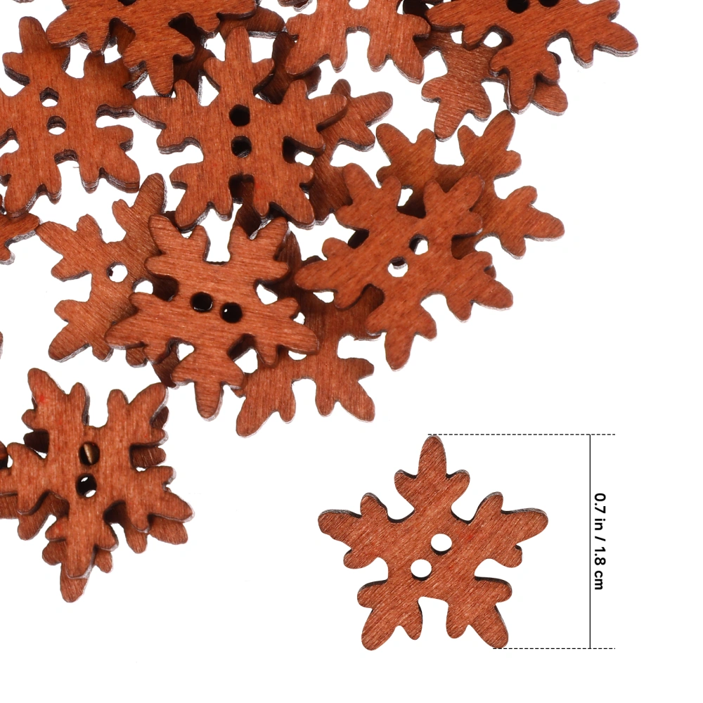 100pcs Christmas Snowflake Shape Design DIY Wooden Buttons for Scrapbooking Craft DIY 18MM