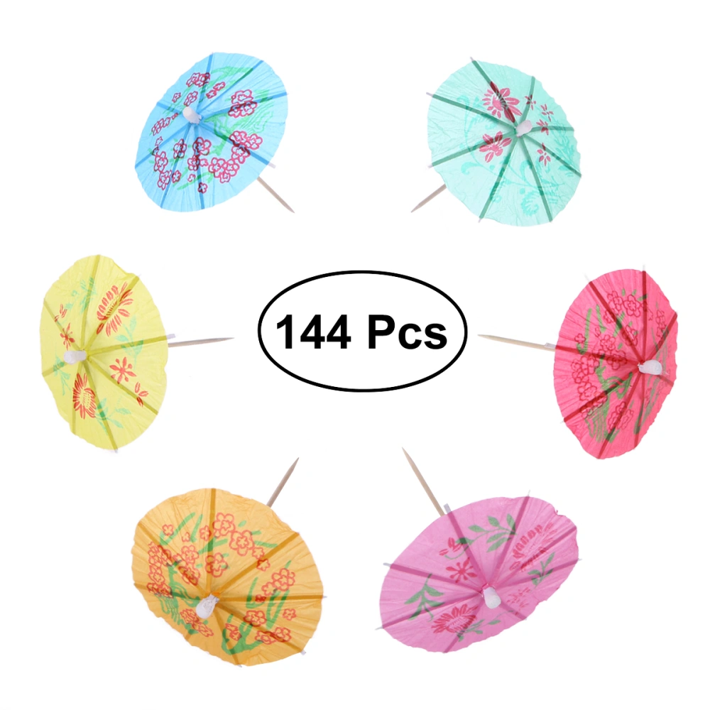 144 pcs Cocktail Parasol Drink Umbrellas Paper Parasol Picks for Drinks Hawaiian Party and Pool Party Supplies