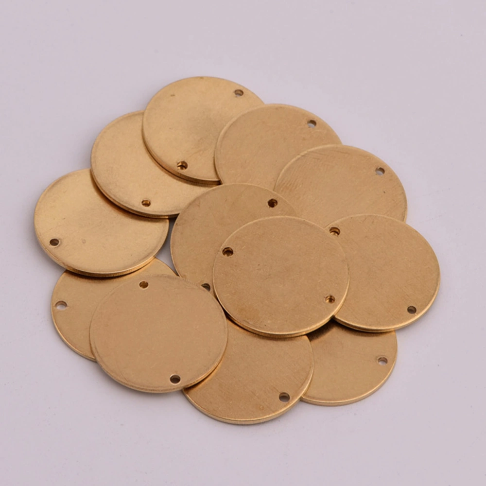 10pcs Round Circle Disc Copper Metal Stamping Blank Engraving Tag Blank Stamping Tags for DIY Engraving (Golden)