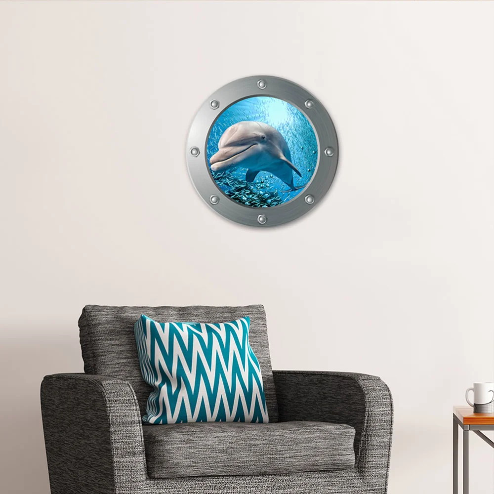 Dolphin 3D Stickers Submarine Window Decorative Stickers for Baby Room Living Room Bedroom