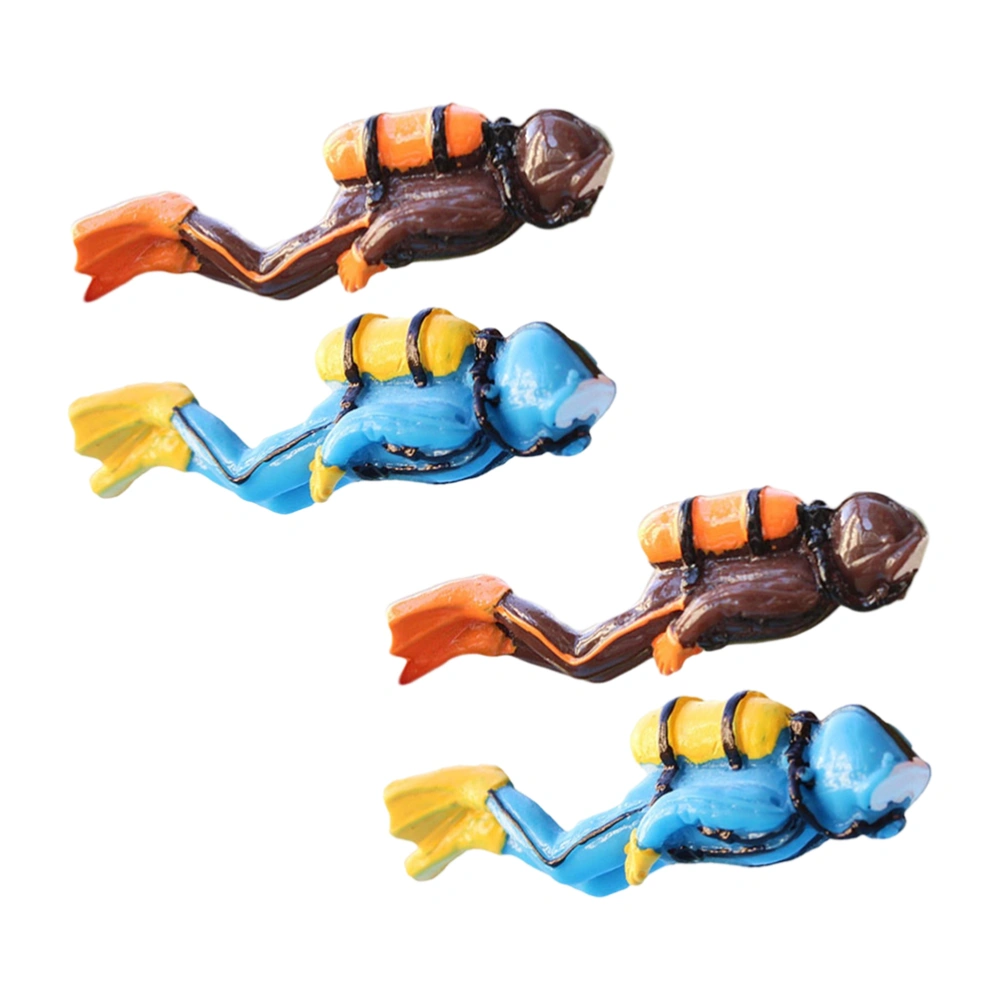 4Pcs Resin Diver Statue Fish Tank Decoration Aquarium Landscaping Ornament Fish Tank Decors