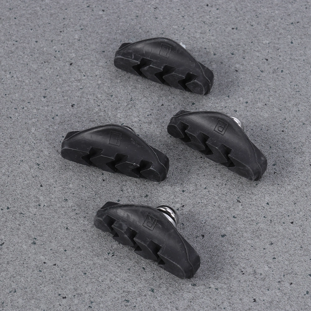 2 Pairs/4pcs Road Bike Brake Pads Rubber C-brake Blocks Holder Shoes Block (Black)