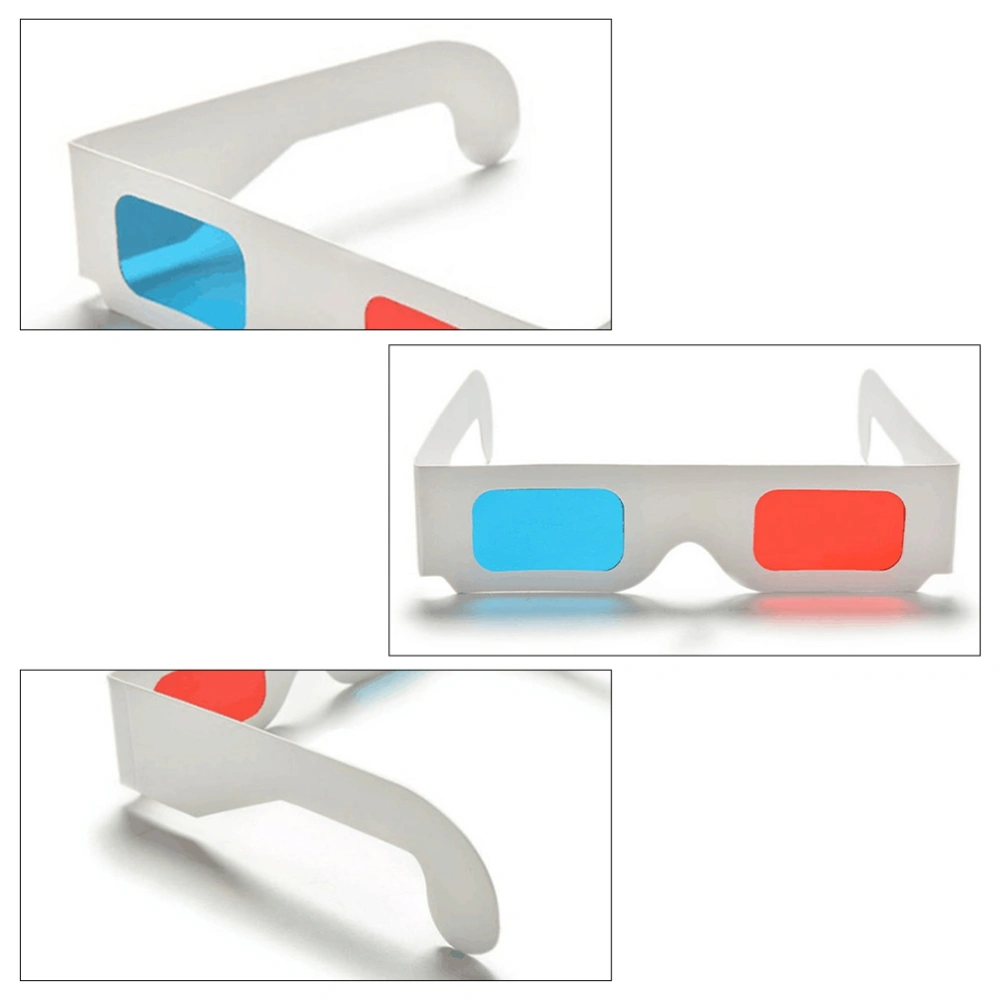 50pcs Fashion Movies Glasses 3D Cardboard Glasses Universal Anaglyph 3D Glasses