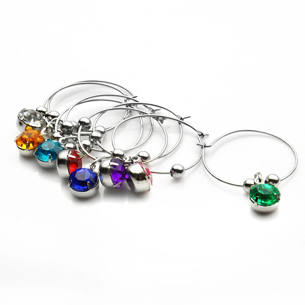 8pcs Colorful Diamonds Wine Glass Hanging Ring Hanging DIY Wine Glass Ring for Restaurant Hotel Bar (Mixed Color)