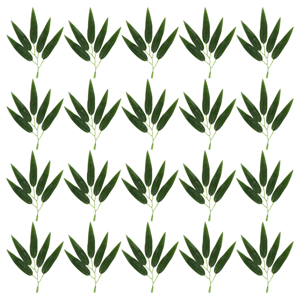 50pcs Simulated Bamboo Leaves Bamboo Branches Fake Branches Household Decorations Adornment for Home Office Restaurant (Dark Green)