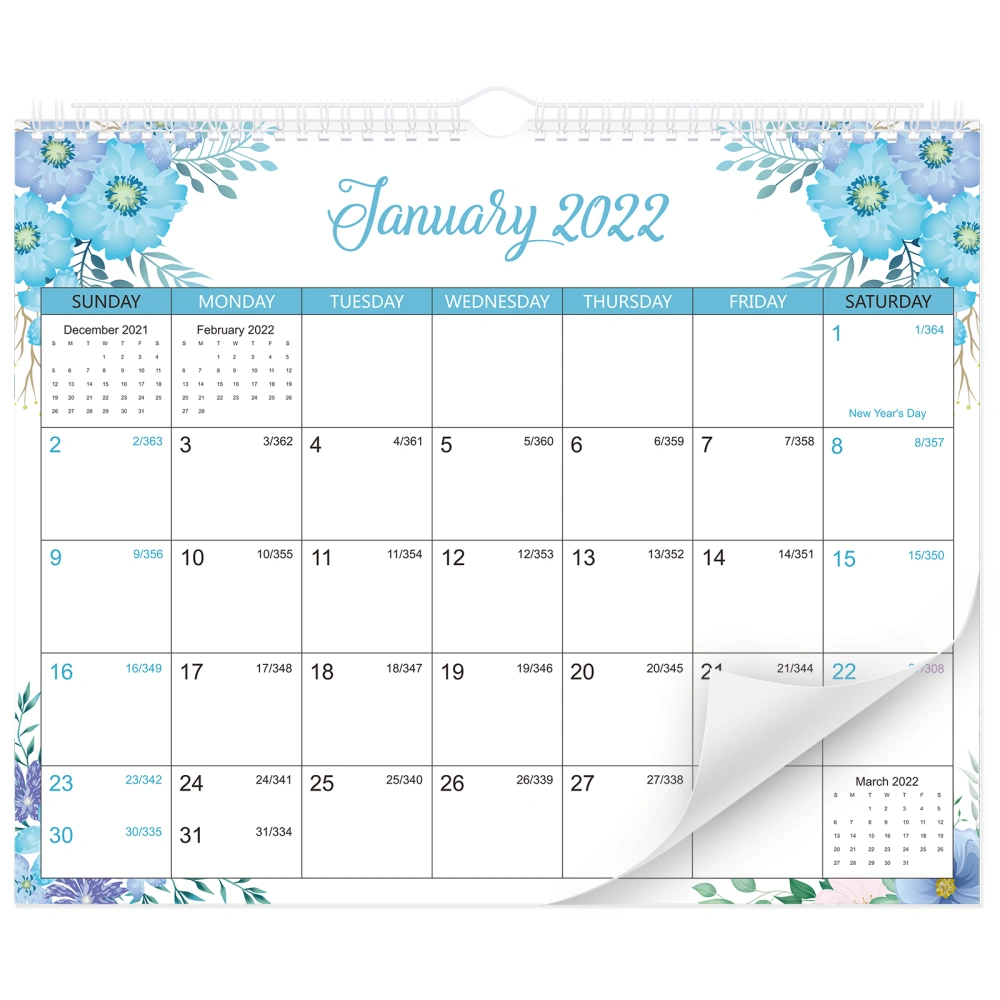 STOBOK Floral Wall Calendar 2022-2023 Calendar Jan. 2022 - Dec. 2023 Hanging Calendar Twin-Wire Bound Calendar Planner for Home Office School