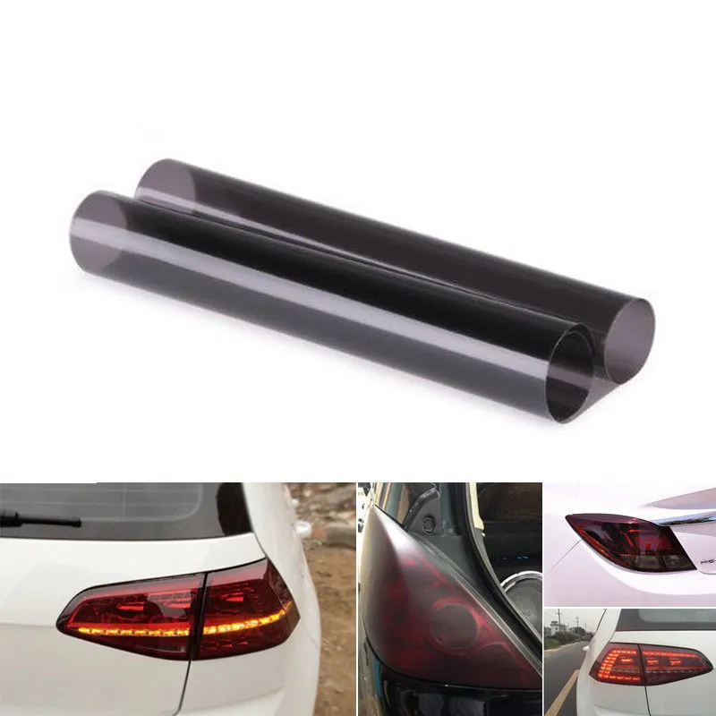 30 ×120CM Self Adhesive Headlights Tail Lights Fog Lights Tint Vinyl Film (Light Black)