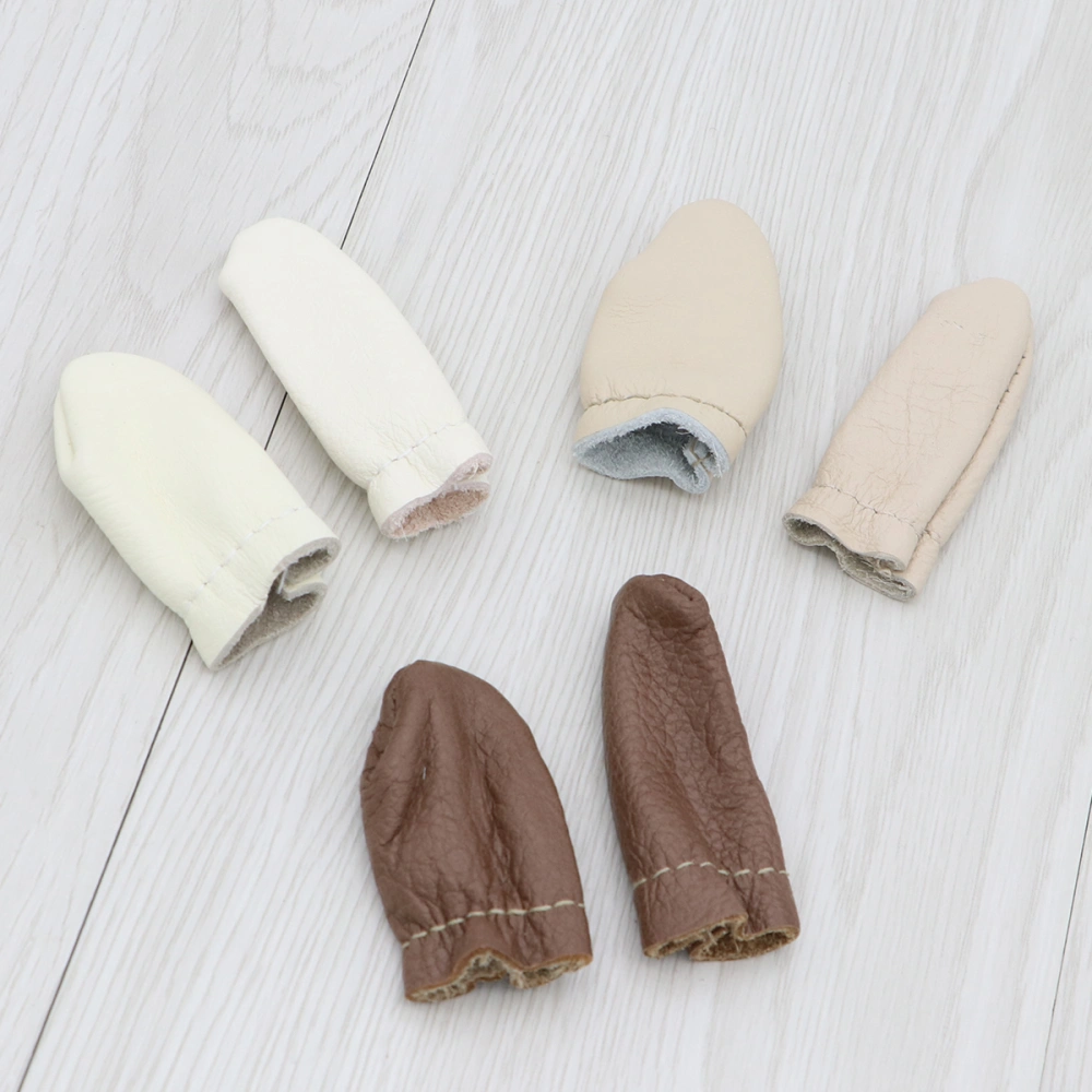 6PCS Needle Felting Leather Finger Protector Thumb Index Finger Cots Cover Thimble Sewing Craft Tool (Random Color)