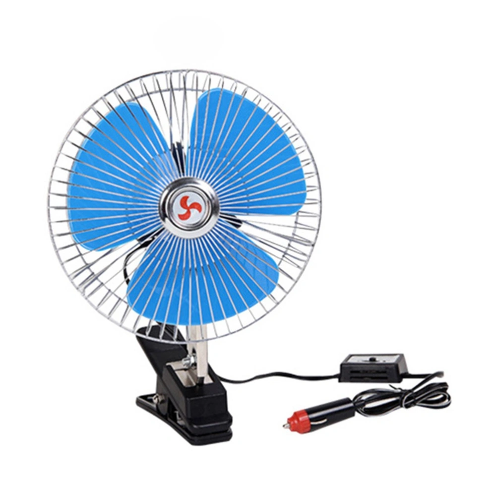 8 Inch 12V Car Vehicle Oscillating Van Fan Portable Dashboard Cooling Clip-On Fan (Blue)