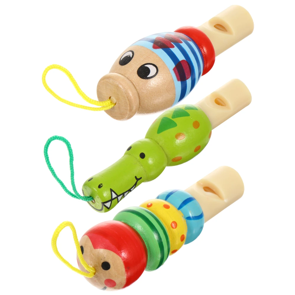 3pcs/ Set Wood Animal Whistle Toy Baby Educational Toys Musical Baby Toy