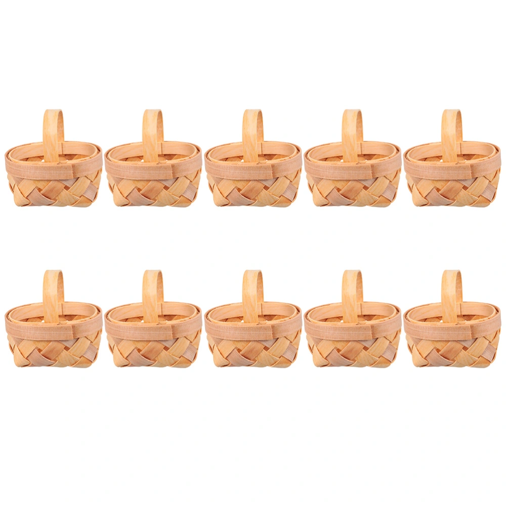 10Pcs Mini Wooden Baskets Wooden Woven Baskets Miniature Flower Baskets