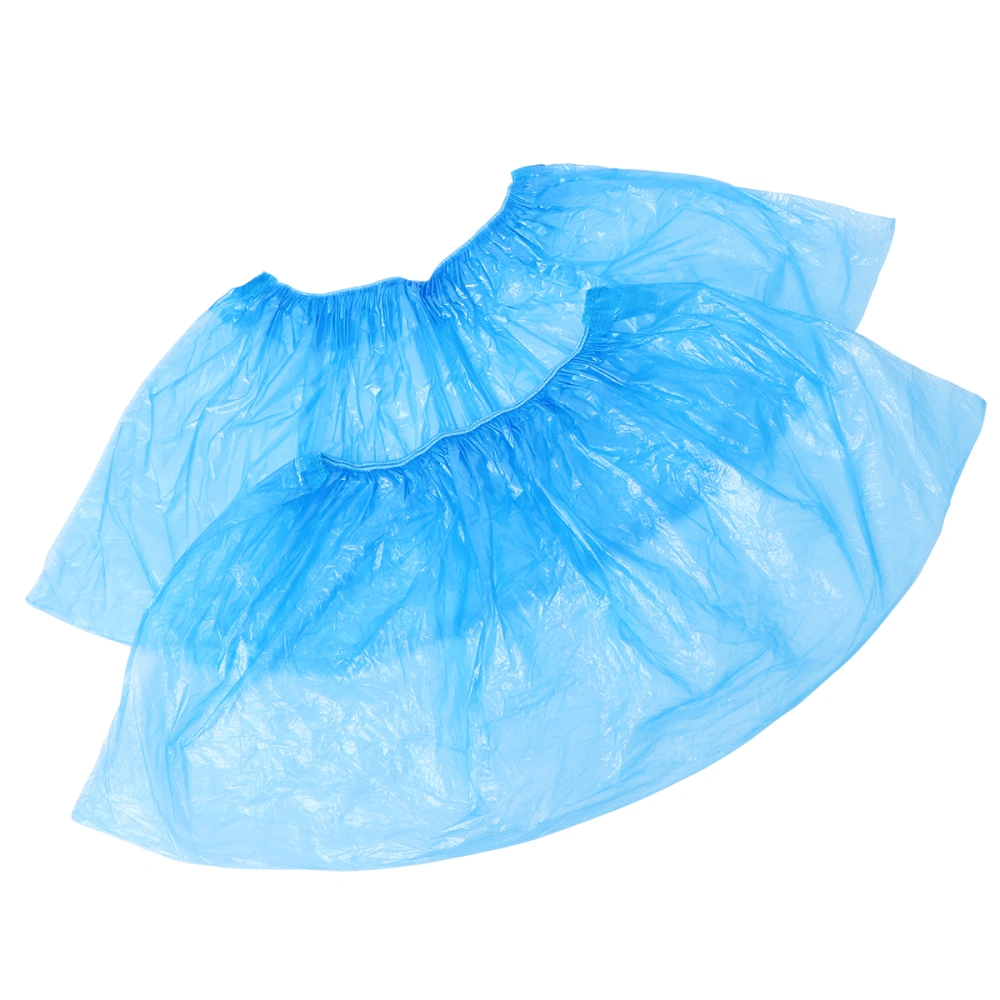 100pcs Disposable Plastic Shoe Covers Carpet Cleaning Overshoes (Blue)