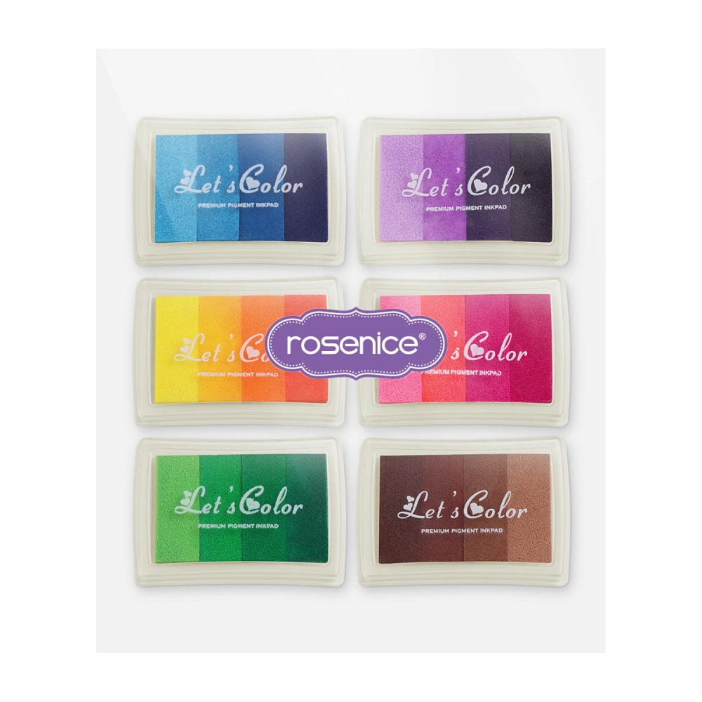 ROSENICE 6Pcs Ink Pad Rubber Stamp Pad Rainbow Colour Finger Ink Stamps for Kids DIY Making