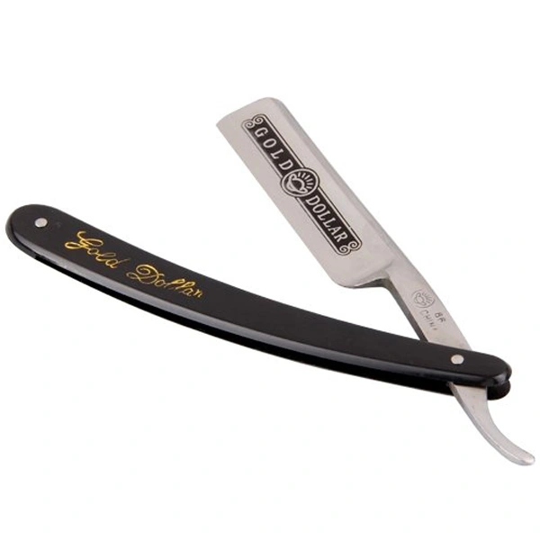 Gold Dollar 66 Classic Steel Straight Salon Barber Shaving Razor Shaver (Black+Silver)