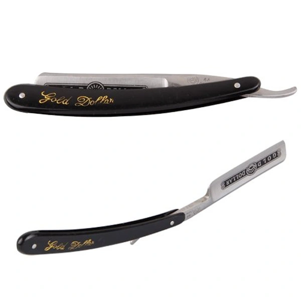 Gold Dollar 66 Classic Steel Straight Salon Barber Shaving Razor Shaver (Black+Silver)