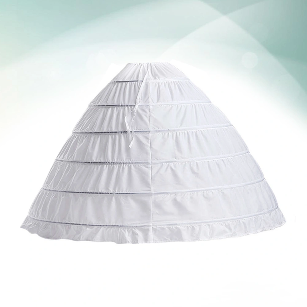 6 Single Layer Fishbone Skirt Bridal Dress Petticoat Underskirt for Bridal Wedding (Free Size White)