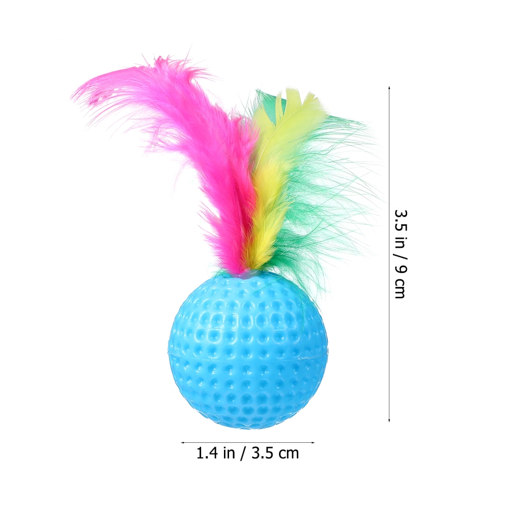 24pcs Funny Cat Toys Feather Ball Toys Cat Teasing Toy Pet Sounding Supplies for Home Shop Assorted Color