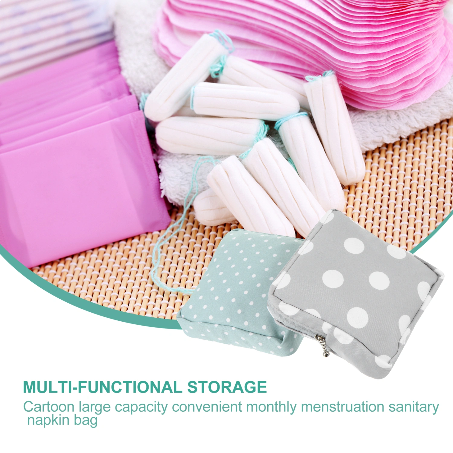 2Pcs Sanitary Napkin Storage Bag Menstrual Cups Pad Pouch for Teen Girls Women