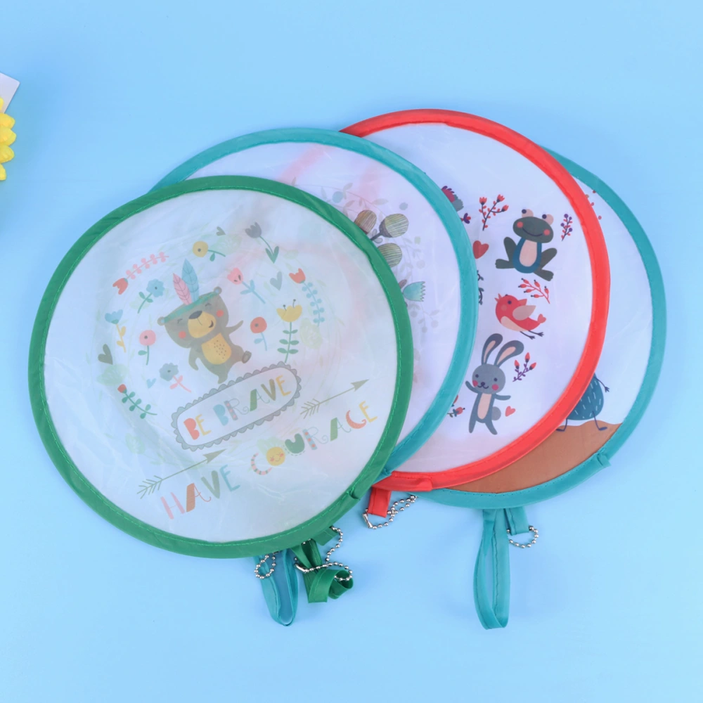 4 Pcs Cartoon Pattern Foldable Adorable Pattern Round Handheld Folding Fans Wedding Decoration Birthdays Home Gifts （Random Style）