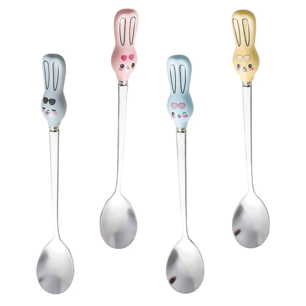 4Pcs Cartoon Shape Spoons Ice Cream Spoons Exquisite Coffee Spoons Dessert Spoons