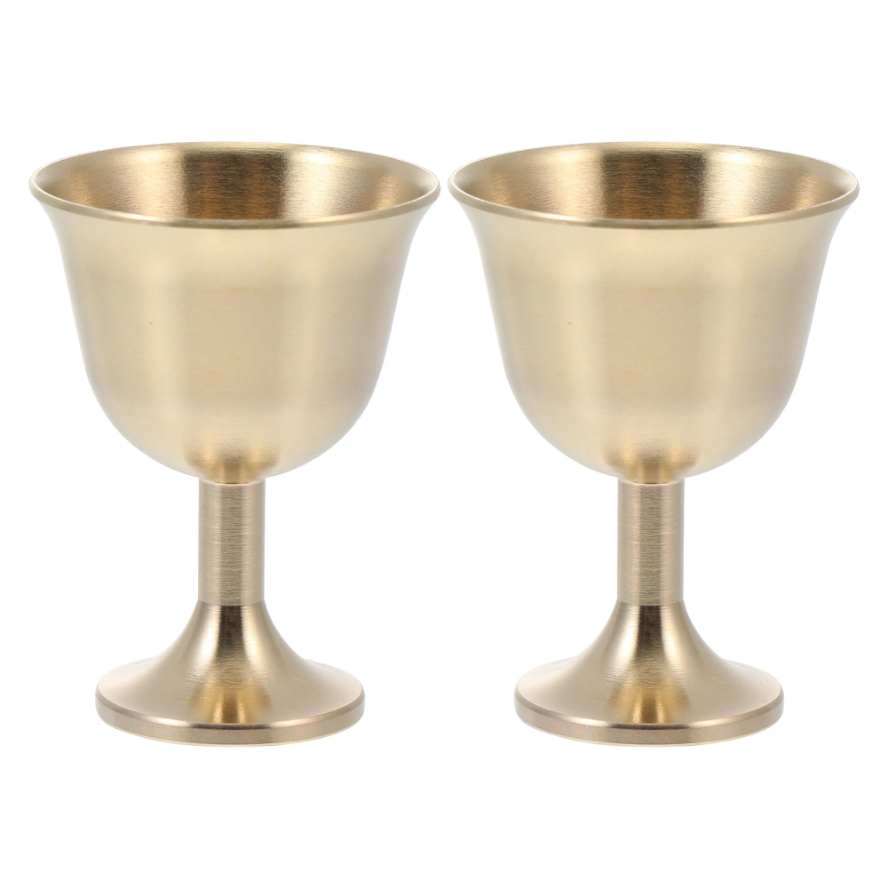 2pcs Durable Wine Glass Copper Drinking Cup Bar Champagne Goblet Barware