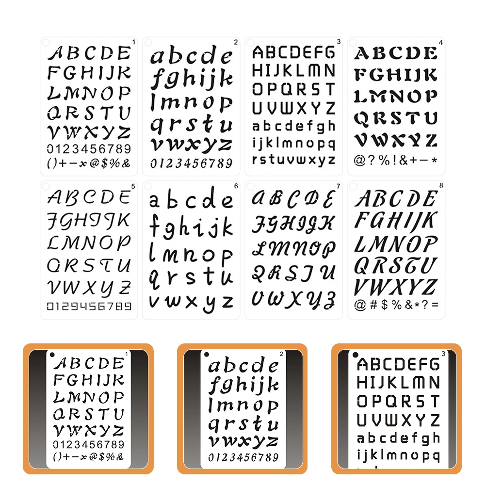 8Pcs English Letter Stencils Number Templates Alphabet Stencils Symbol Numbers Stencils