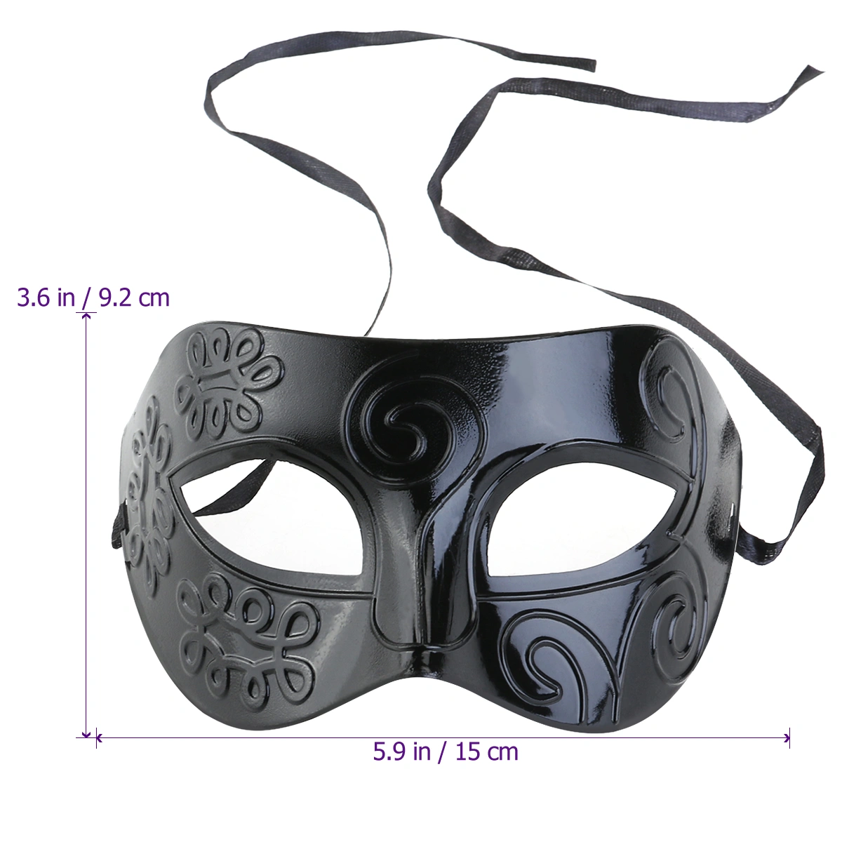 WINOMO Men Women Masquerade Costume Venetian Party Masquerade Mask Villain Eye Mask (Black)