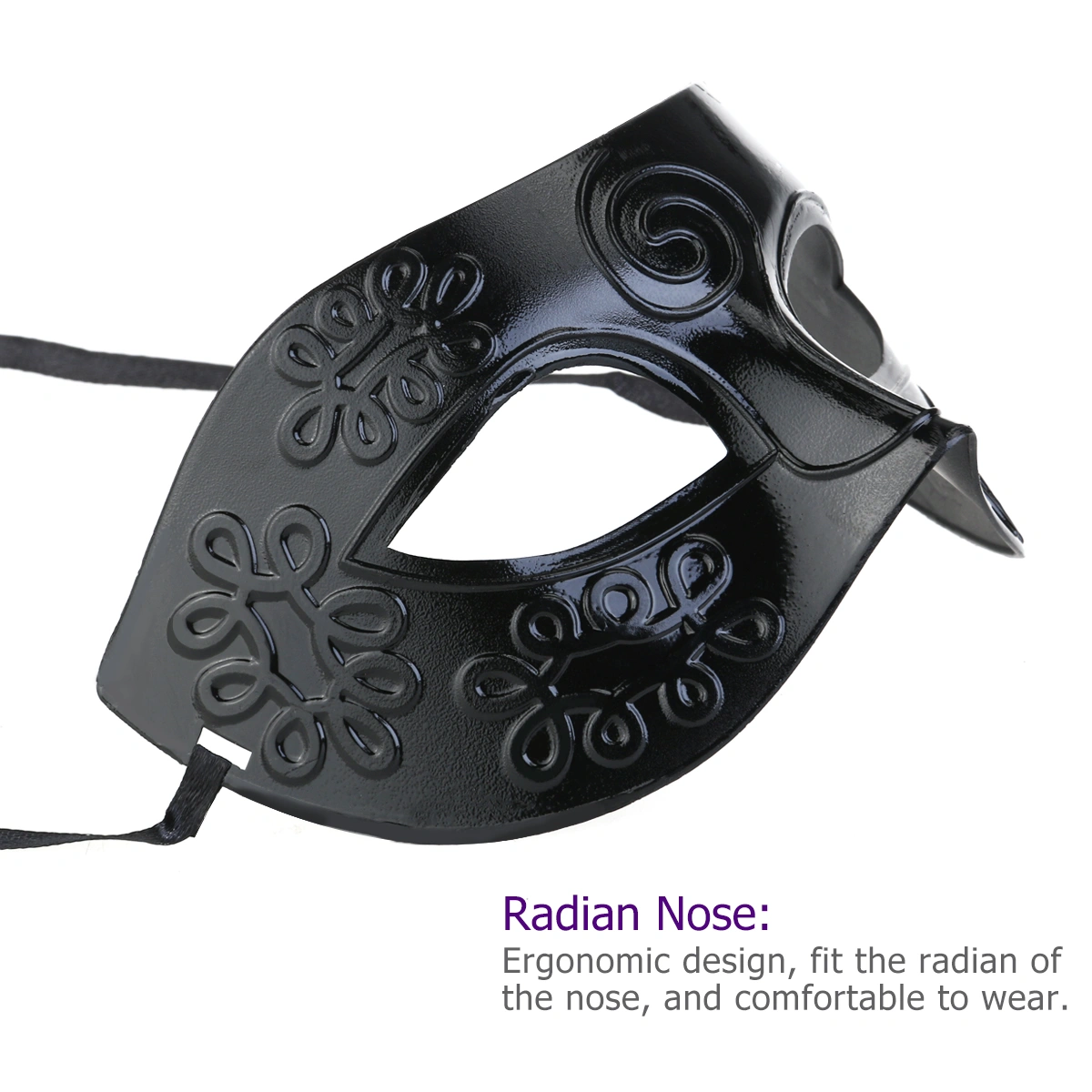 WINOMO Men Women Masquerade Costume Venetian Party Masquerade Mask Villain Eye Mask (Black)