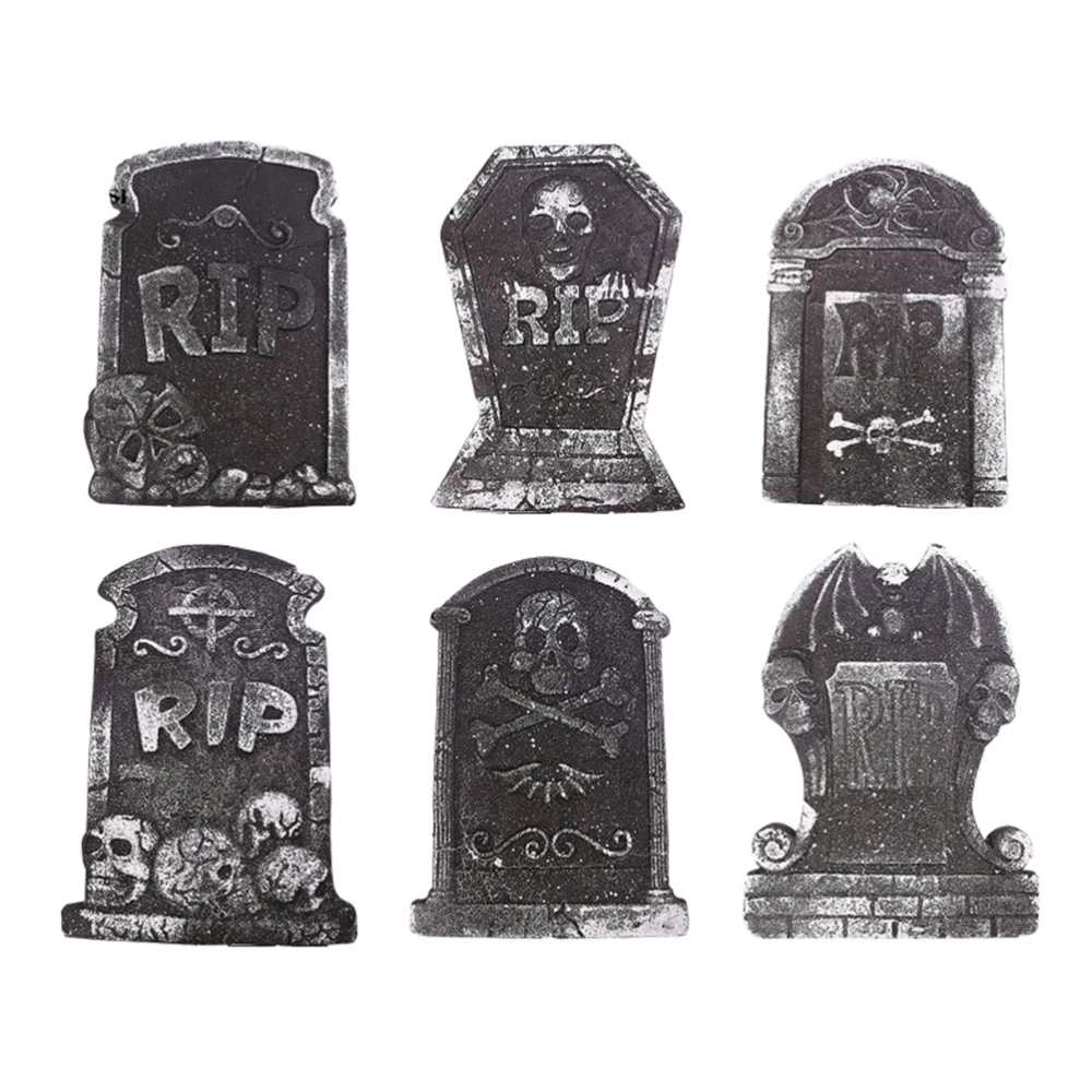 6PCS Practical Halloween Decoration Tombstone Ornament Decoration Random Style