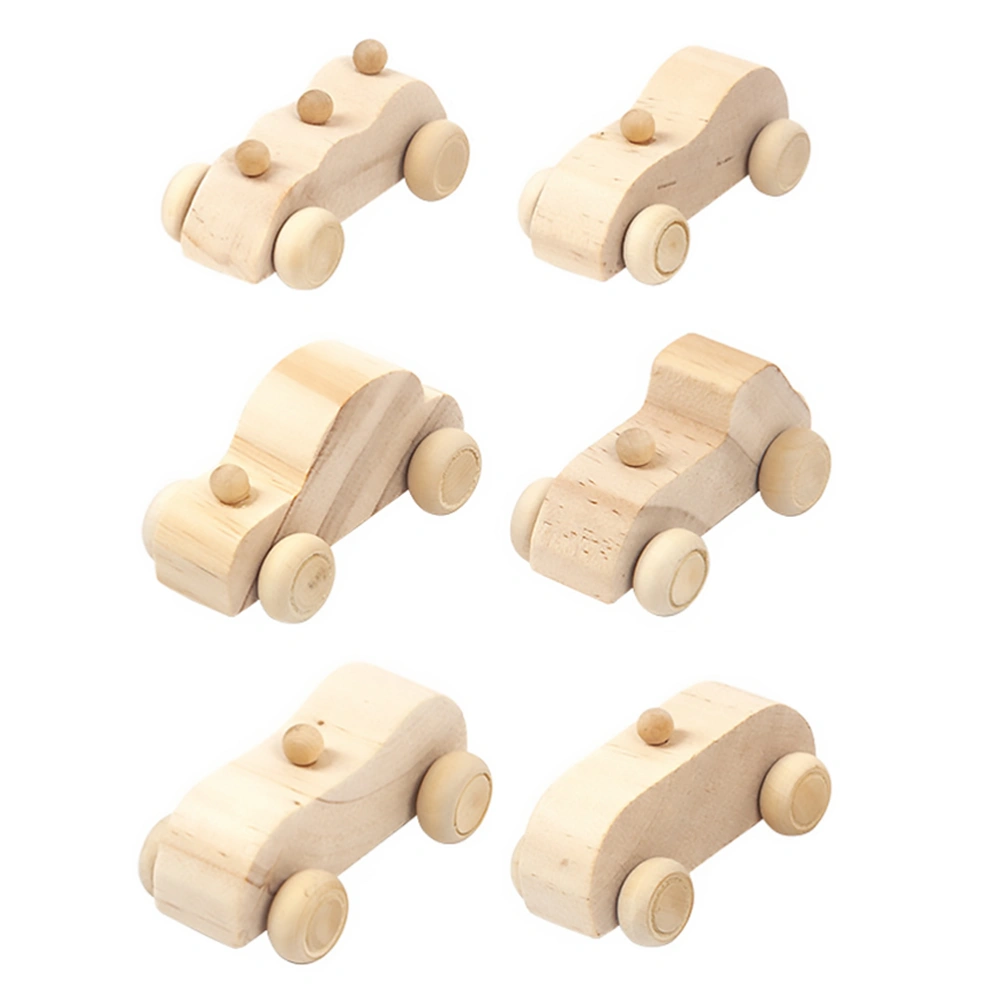 6Pcs Educational Unfinished Wood Car Toy Kids Painting Toys Children Gift