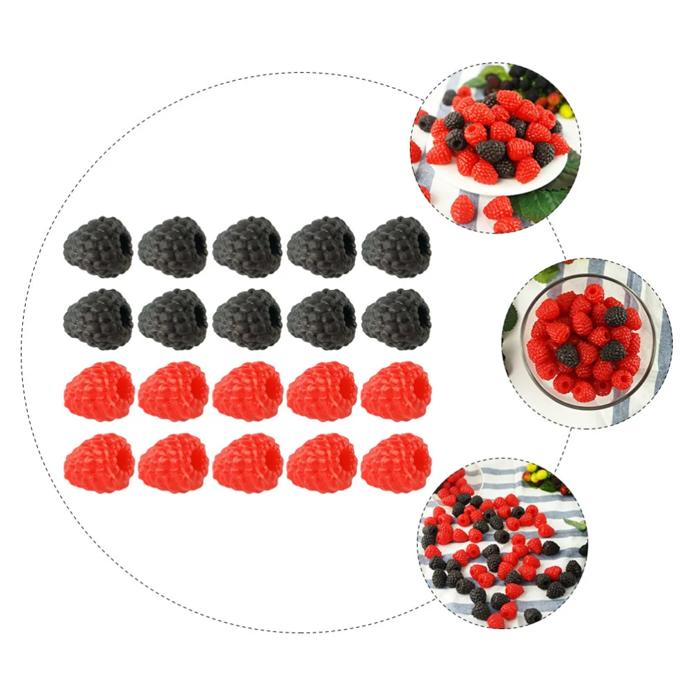 20pcs Simulated Fruit Raspberry Ornaments Lifelike Raspberry Models Photo Props