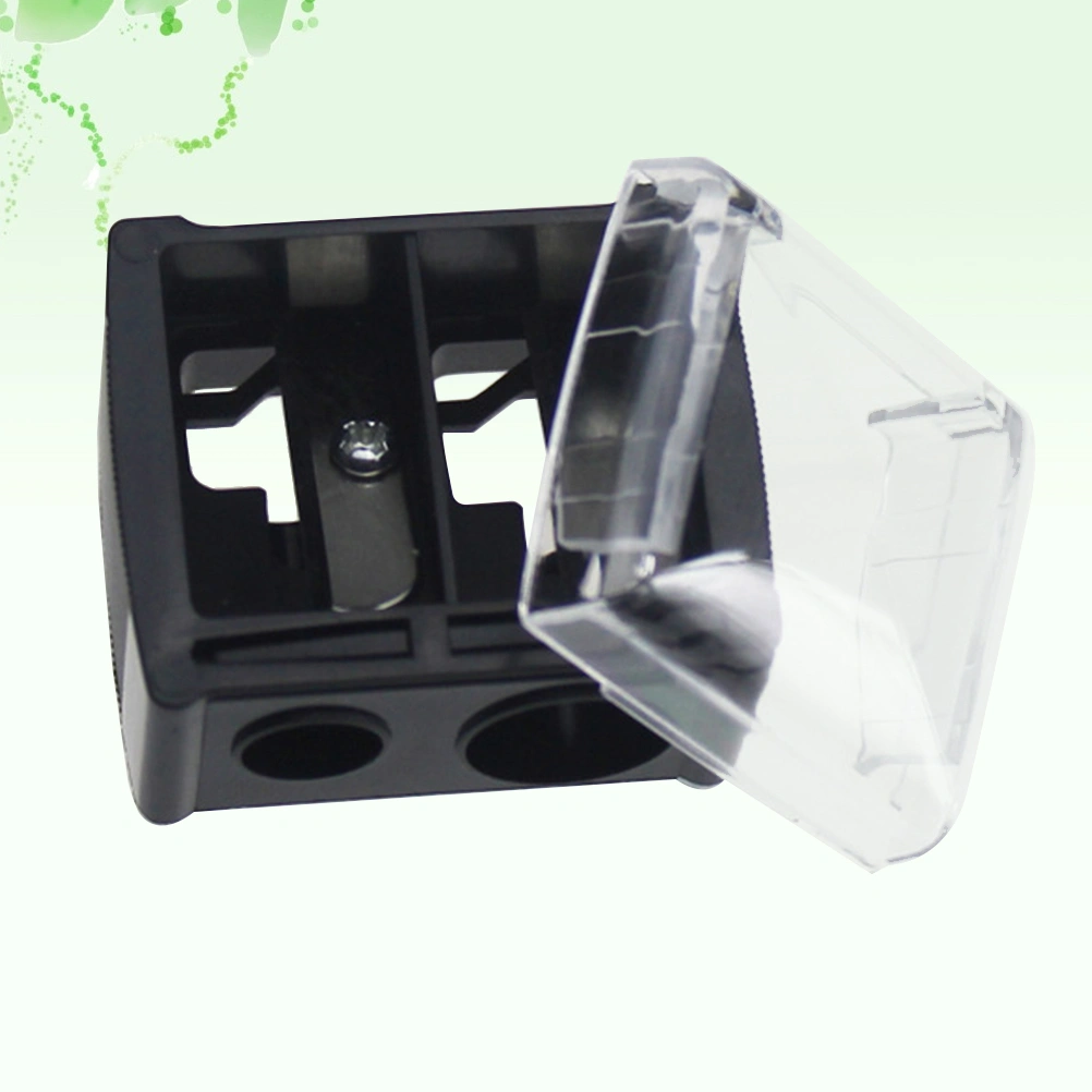 1pc Double Hole Pencil Sharpener Cosmetic Pencil Sharpener for Eyebrow Lip Liner Eyeliner(Black)