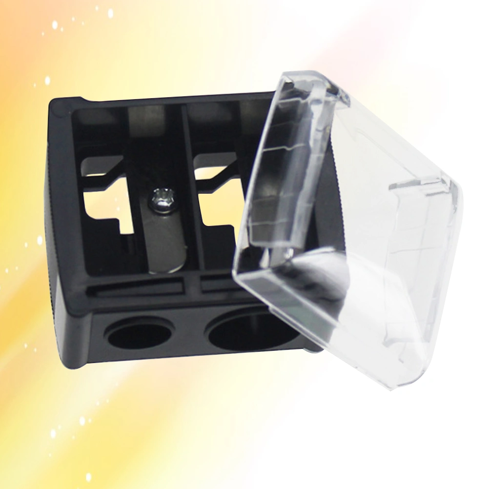 1pc Double Hole Pencil Sharpener Cosmetic Pencil Sharpener for Eyebrow Lip Liner Eyeliner(Black)