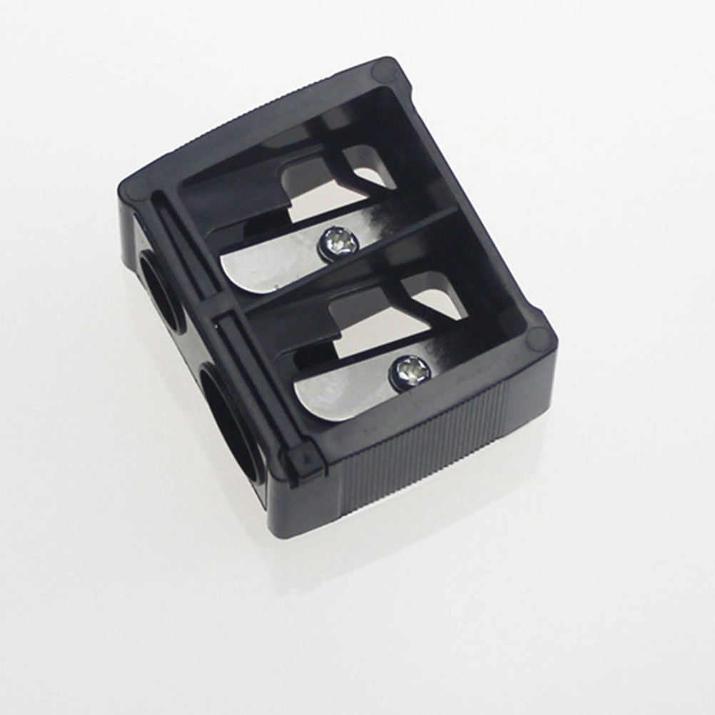 1pc Double Hole Pencil Sharpener Cosmetic Pencil Sharpener for Eyebrow Lip Liner Eyeliner(Black)