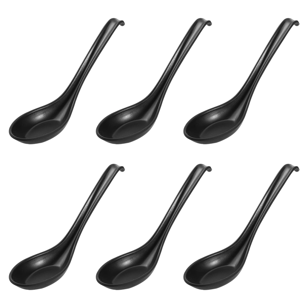 BESTONZON 6pcs Japanese Style Melamine Spoons Creative Plastic Soup Spoon Tableware for Home Restaurant (Frosted Surface, Hook Style)