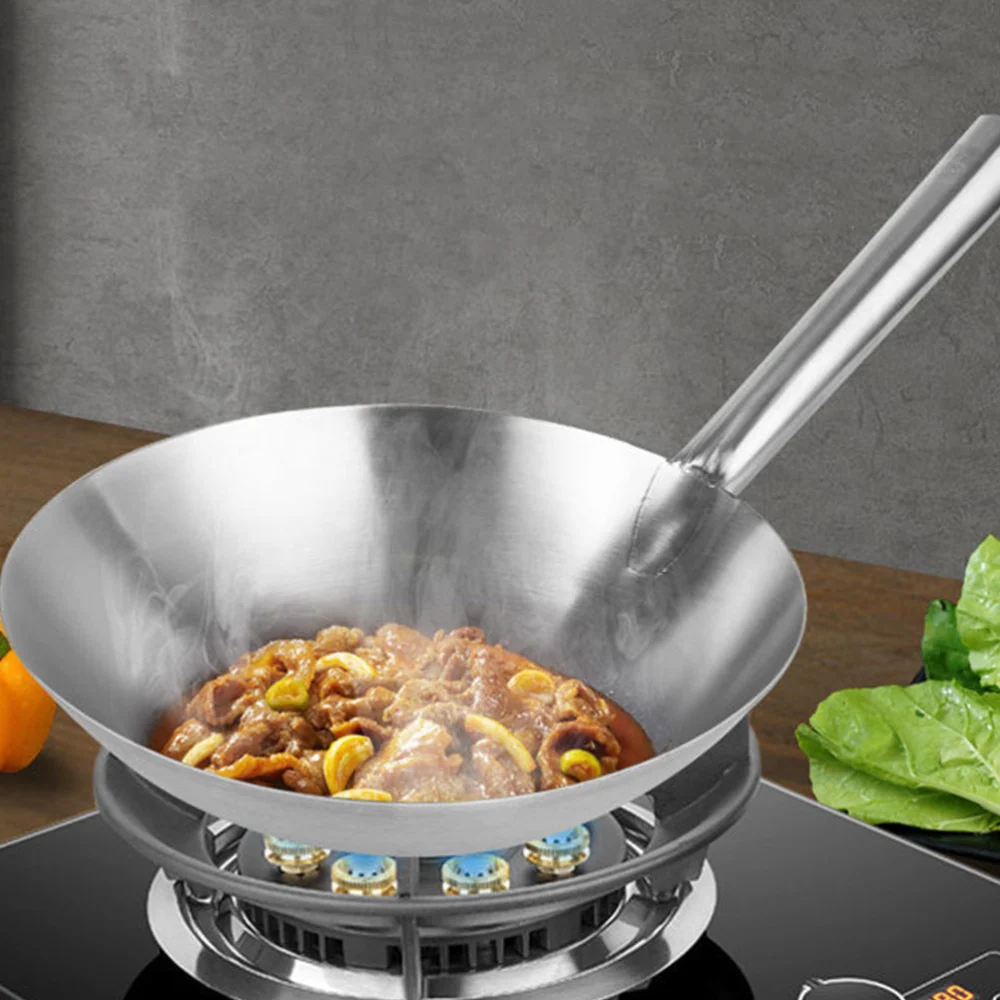 Stainless Steel Frying Pan Household Kitchen Wok Pan for Home Restaurant