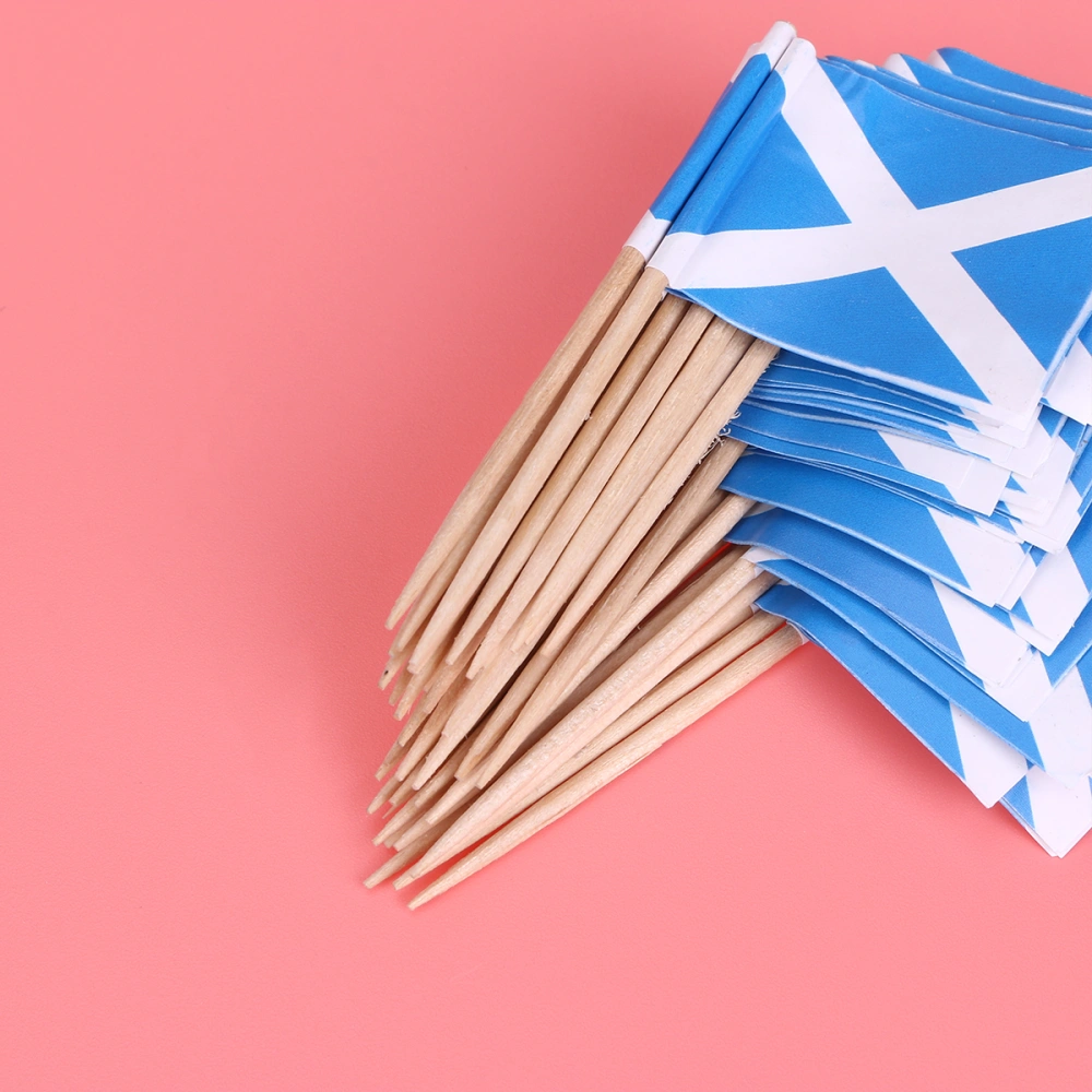 100pcs Scotland Flag Wooden Toothpicks Decoration Cupcake Toppers Food Toothpick Cupcake Toppers Food Toothpick (Thailand)