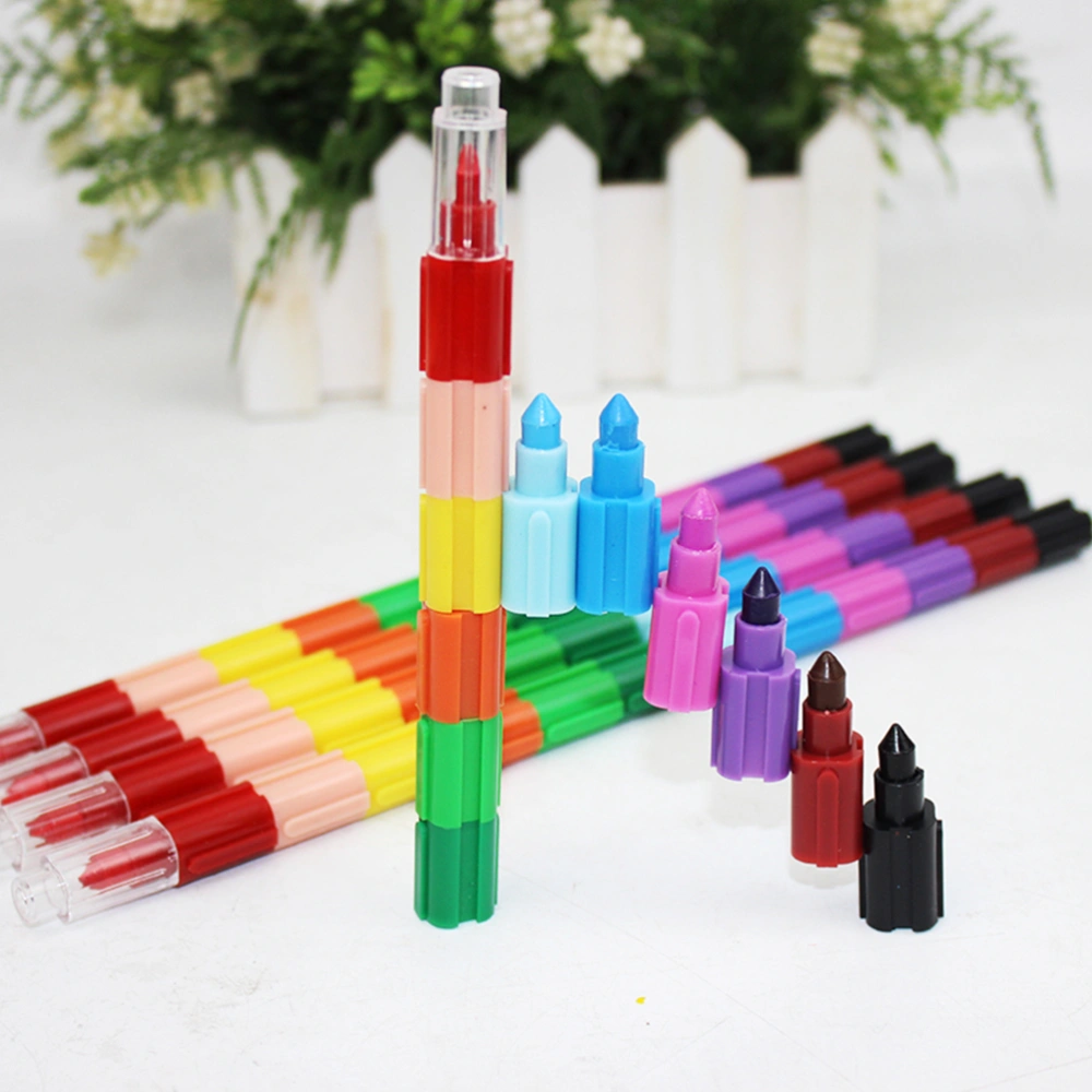 5Pcs Stacking Buildable Crayons for Kids Party Colorful Stackable Safe Crayon