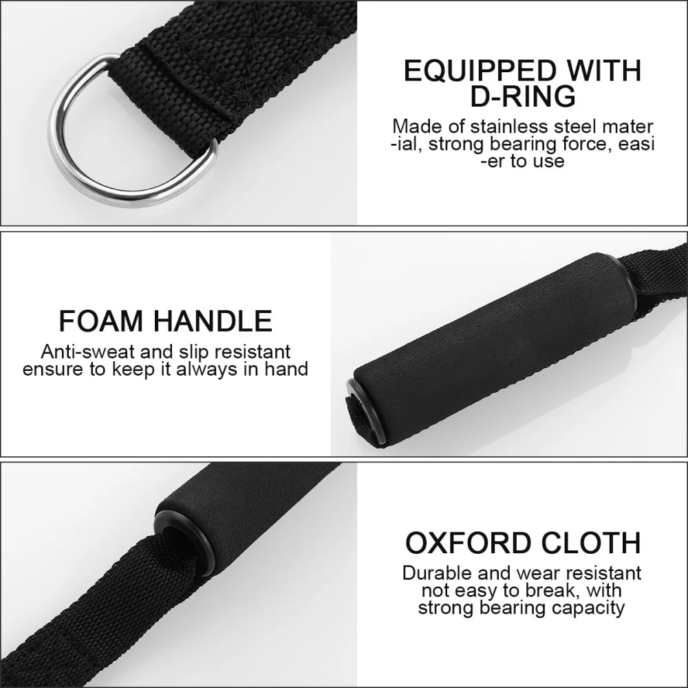 GARNECK 4Pcs Single-Grip Handles with Carabiner Clips Pull Handle Exercise Handles for Resistance Tube Exercise Strength Training (Black)