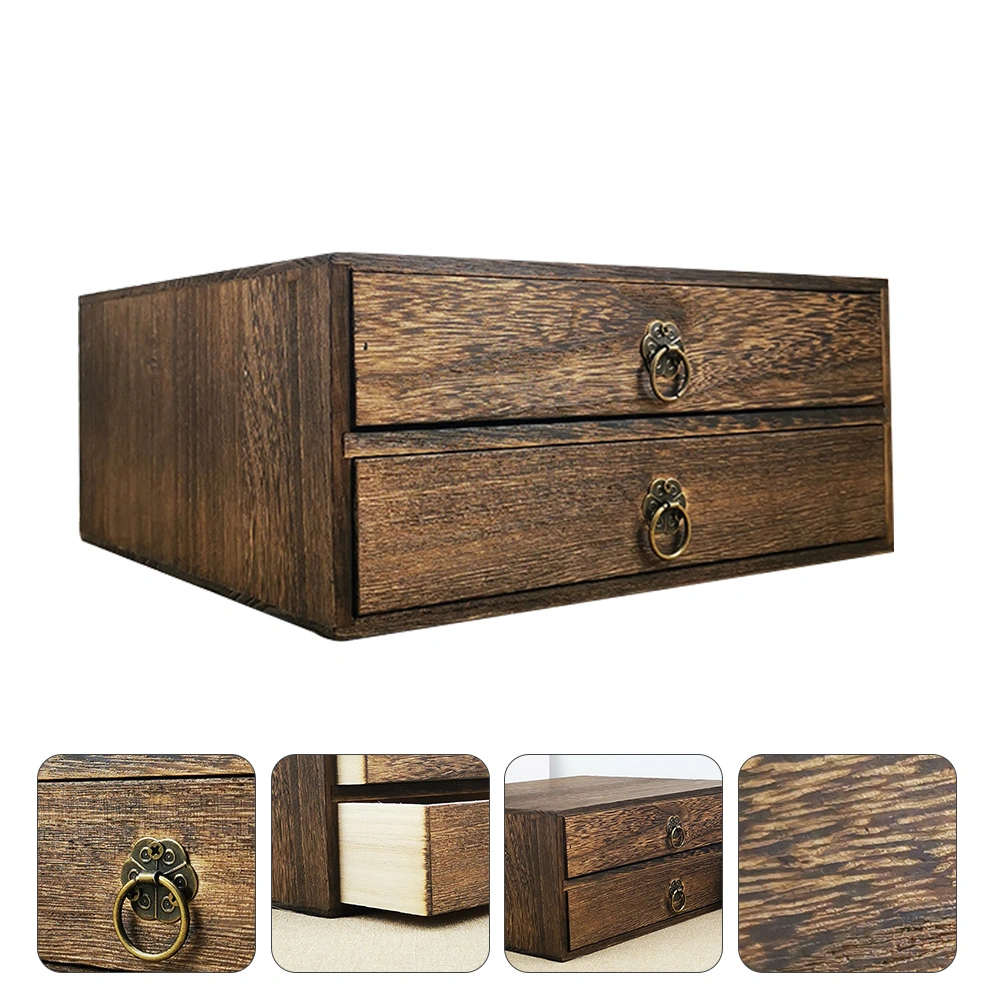 1pc Wooden Storage Box Drawer Type Sundries Organizer Box Storage Container