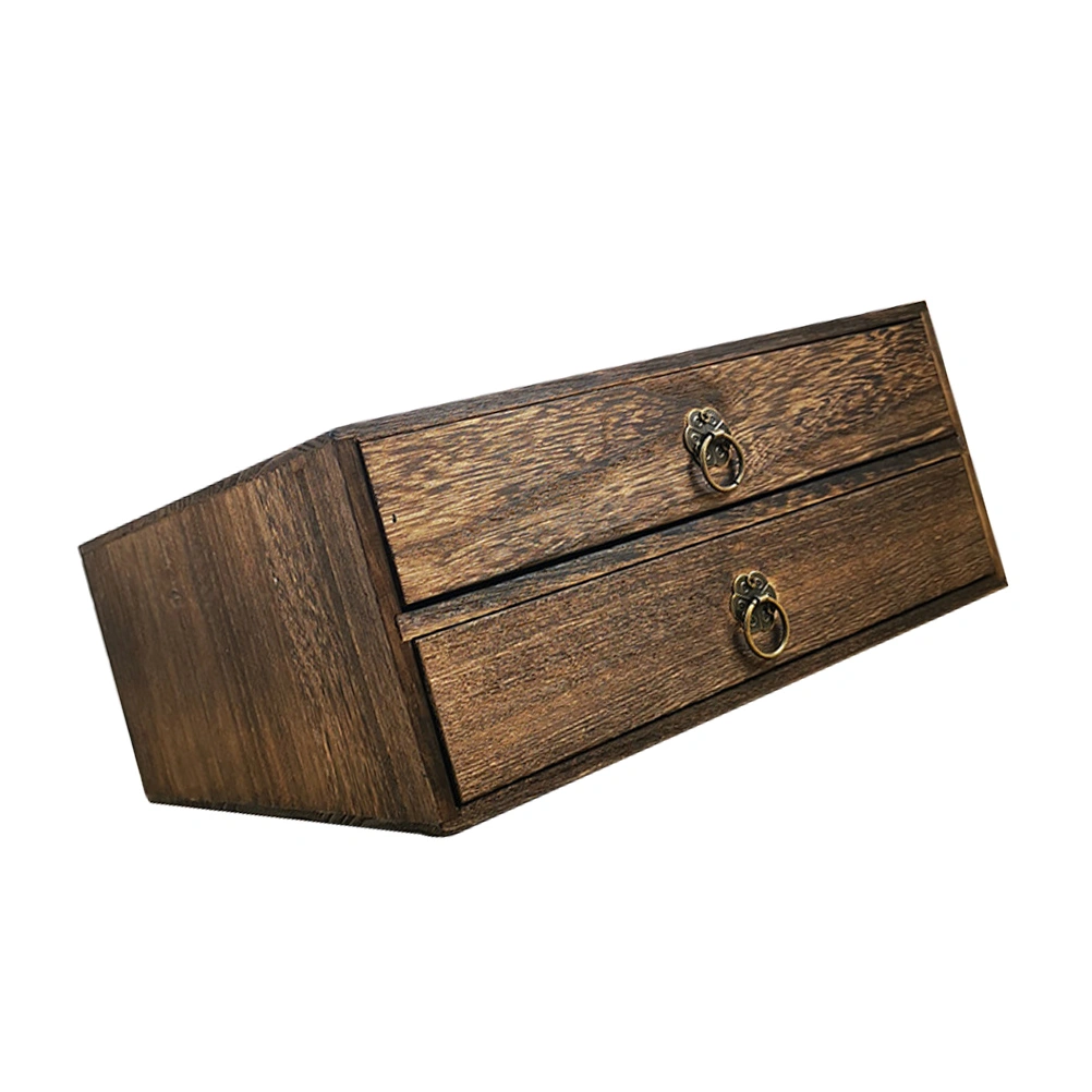 1pc Wooden Storage Box Drawer Type Sundries Organizer Box Storage Container