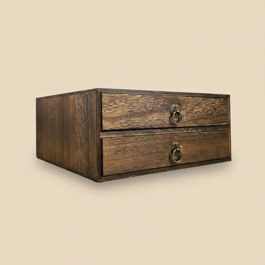 1pc Wooden Storage Box Drawer Type Sundries Organizer Box Storage Container